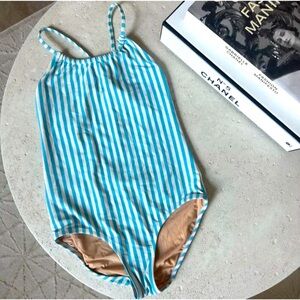 J. Crew Crewcuts Kids Stripe One-Piece‎ Swimsuit Size 12